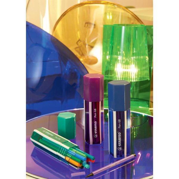 STABILO® Fasermaler 68 Big Pen Box 1mm farbig sortiert nicht auswaschbar 20 St./Pack.