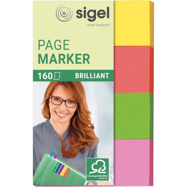 SIGEL Haftmarker Brillant HN630 20x50mm farbig sortiert 4 St./Pack.