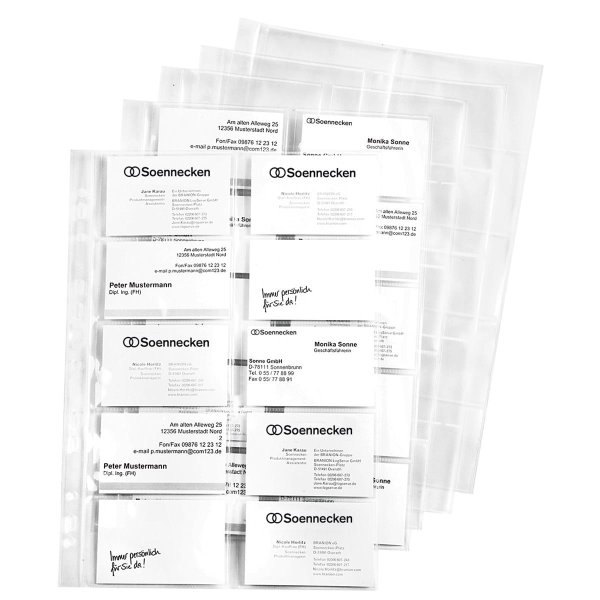 Soennecken Visitenkartenhülle 90 x 57 mm (B x H) links offen Polypropylen transparent 20 Karten 10 St./Pack.