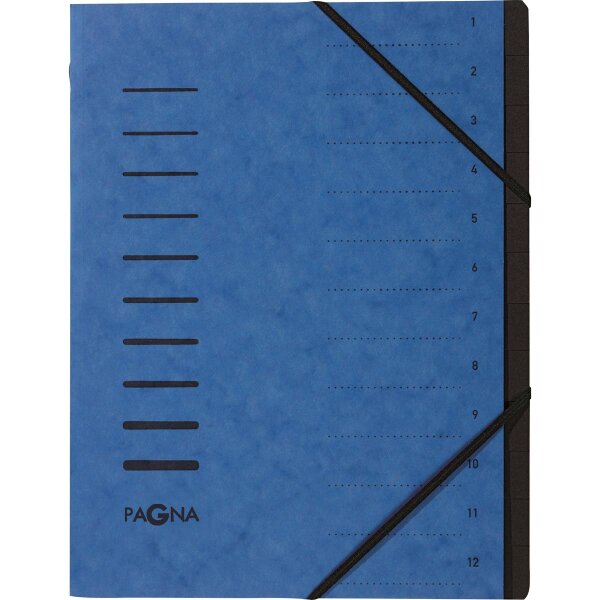 PAGNA Ordnungsmappe 40059-02 DIN A4 12Fächer Pressspankarton blau