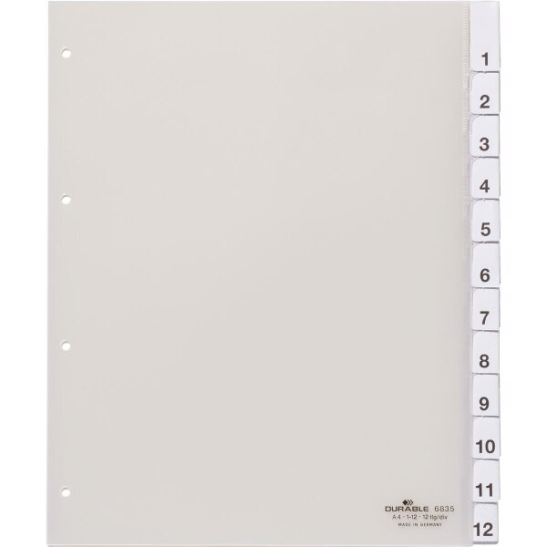 DURABLE Register 683519 230/245x297mm 12teilig Hartfolie tr