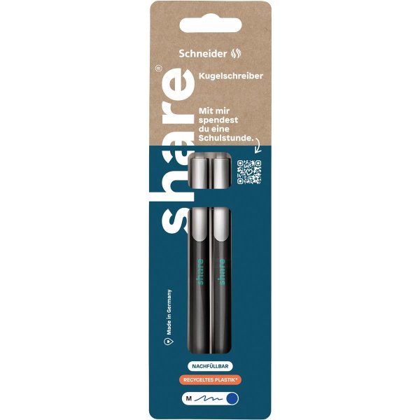 share Kugelschreiber M blau Mine auswechselbar Schaftfarbe: schwarz 2 St./Pack.