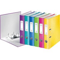 Leitz Ordner WOW 52mm DIN A4 Rückenschild: geklebt mit Schlitzen Werkstoff: Graupappe Material außen: Papier, laminiert Material innen: Papier, laminiert Farbe: pink