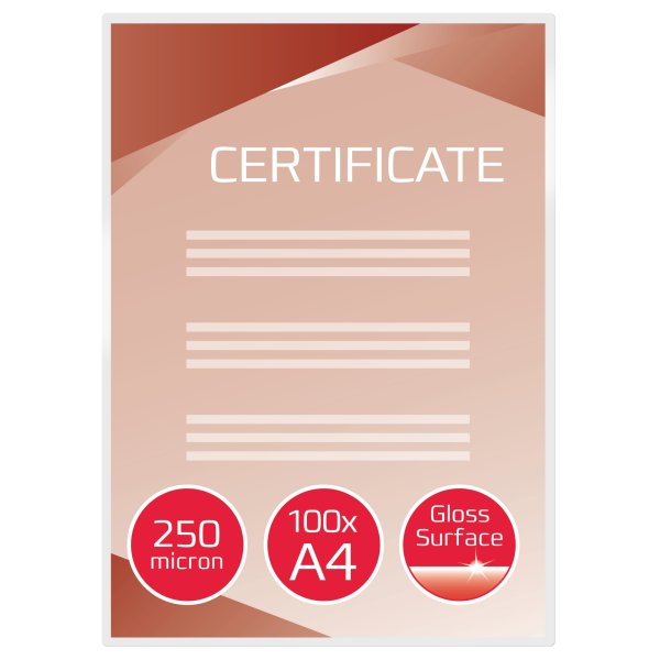 GBC® Laminierfolie Document™Pouch 216 x 303 mm (B x H) DIN A4 250µm glänzend 100 St./Pack.