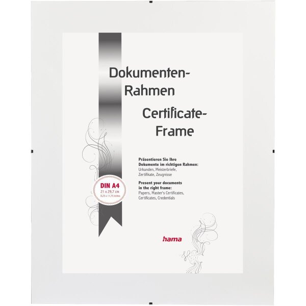 Hama Bilderrahmen Clip-Fix 00063020 21x29,7cm rahmenlos transparent