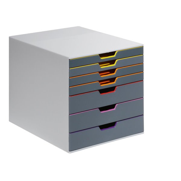 DURABLE Schubladenbox VARICOLOR® 7 7 Schubladen DIN A4, DIN C4, Folio, Letter ABS Kunststoff/Polystyrol Gehäusefarbe: grau Farbe der Schublade: anthrazit/mehrfarbig