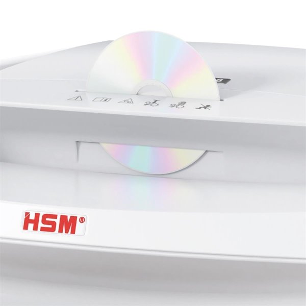HSM® Aktenvernichter SECURIO B34 P-2 Papier, Heftklammern, Büroklammern, Kreditkarten, CDs/DVDs Streifenschnitt weiß