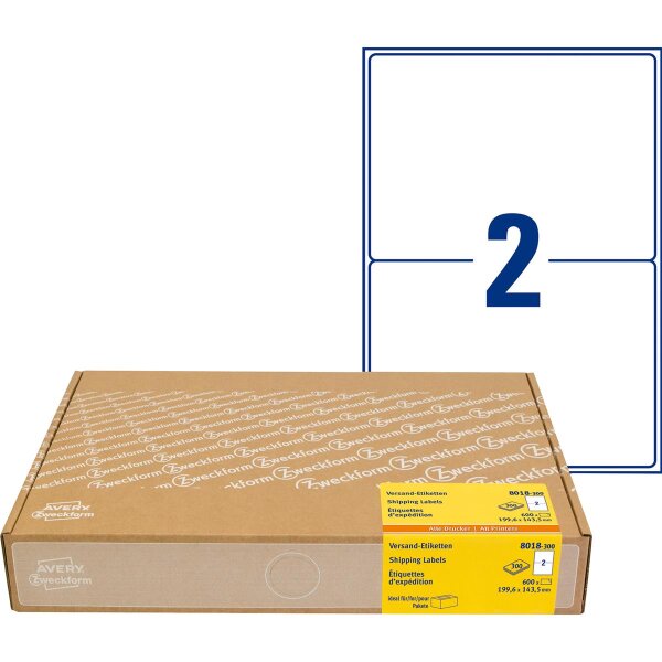 Avery Zweckform Versandetiketten 8018-300 199,6x143mm ws 600 St/Pack