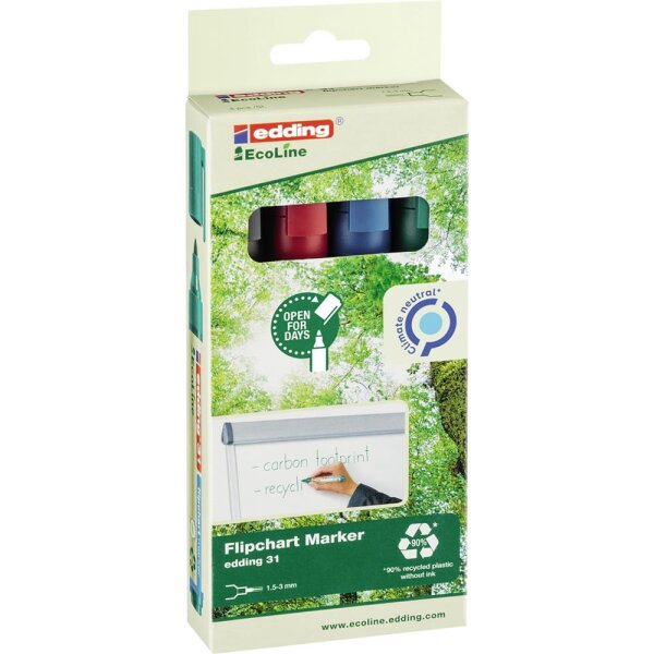 edding Flipchartmarker 31 EcoLine 4-31-4 1,5-3mm sortiert 4 St./Pack.