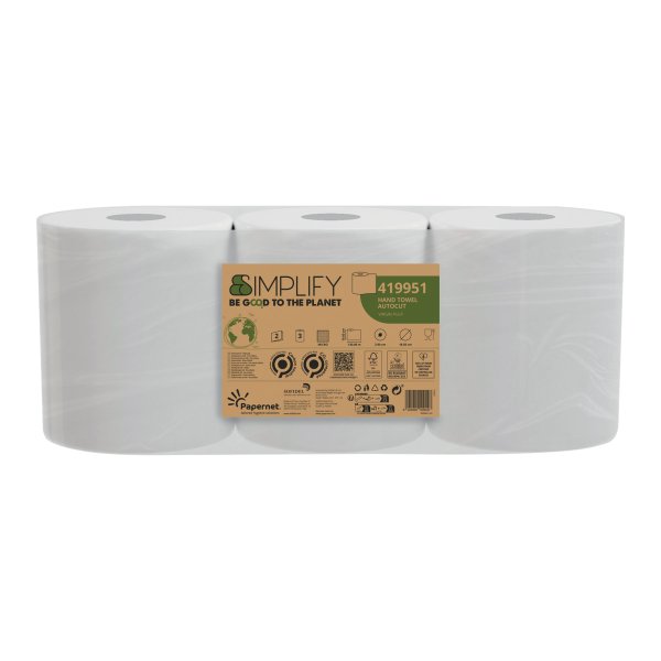 Papernet Handtuchrolle Autocut Simplify 19,6 cm x 130 m (B x L) Zellstoff weiß 3 Rl./Pack.