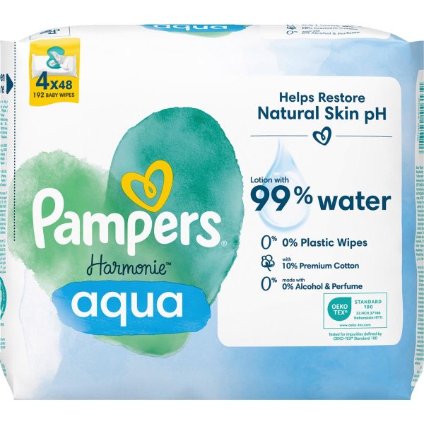 Pampers Feuchttücher Harmonie™ Aqua 4 x 48 St./Pack.