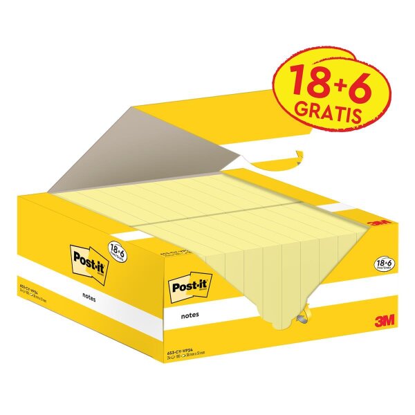 Post-it Haftnotiz Notes  653-CY-VP24 38x51mm ge 24x100Bl