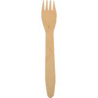 PAPSTAR Gabel pure Einweg 16,5cm Holz braun 100 St./Pack.