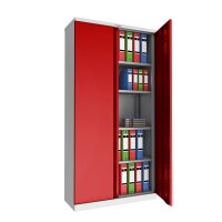 Phoenix Stahlschrank SCL1891GRK 2Türen 4Böden gr/rt Schlüssel