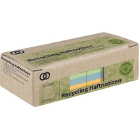 Soennecken Haftnotiz oeco Recycling 50 x 40 mm (B x H) grün, gelb, rosa, blau 100 Bl./Block 12 Block/Pack. (Farbe)