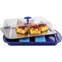 APS Serviertablett 43 x 4 x 29 cm (B x H x L) inkl. blaue...