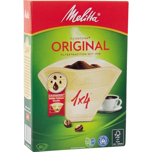 Melitta Kaffeefiltertüte Typ 1x4 206810 naturbraun 80 St./Pack.