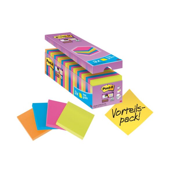 Post-it Haftnotiz Super Sticky 654SE24P 76x76mm sort. 24St