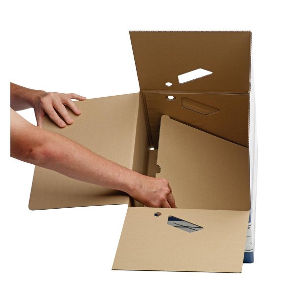 Bankers Box® Archivbox System ERGO-Stor™ Maxi 39 x 31 x 56,5 cm (B x H x T) DIN A4, Folio mit Archivdruck Wellpappe, 100 % recycelt blau/weiß