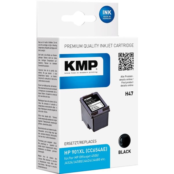 KMP Tintenpatrone H47 1711,4541 wie HP CC654AE Nr.901XL 14ml schwarz