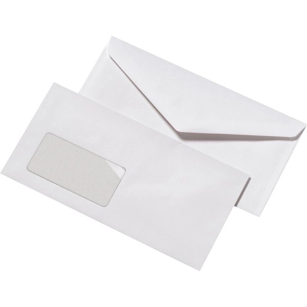 MAILmedia Briefumschläge DIN lang 220 x 110 mm (B x H) mit gummierter Klappe mit Fenster 72g/m² weiß 1.000 St./Pack.